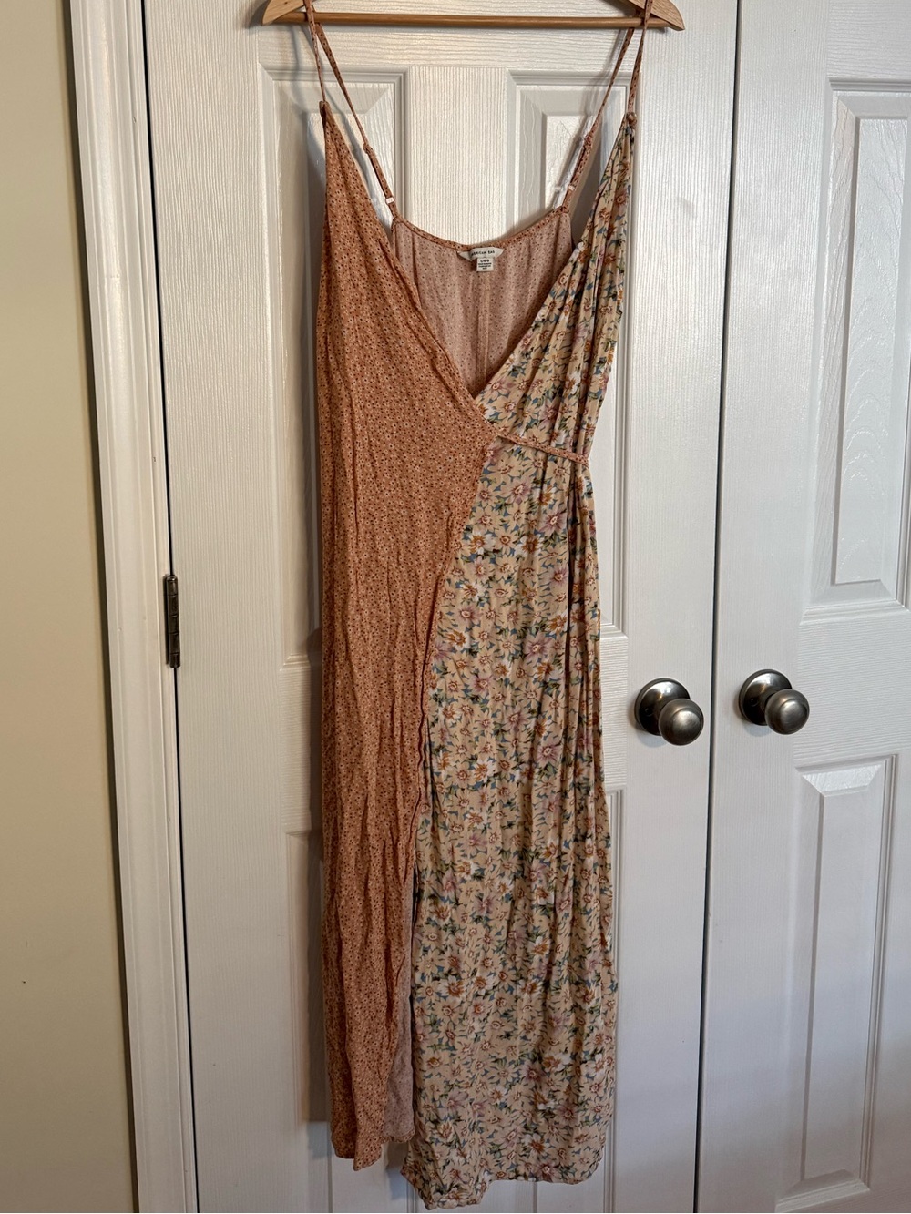 American Eagle Outfitters Two-Tone Floral Rust & Floral Maxi Dress